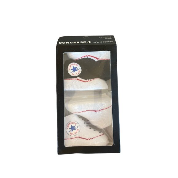 Converse Infant Booties Set 0-6 Months White & Black Sock Shoes - Picture 2 of 3